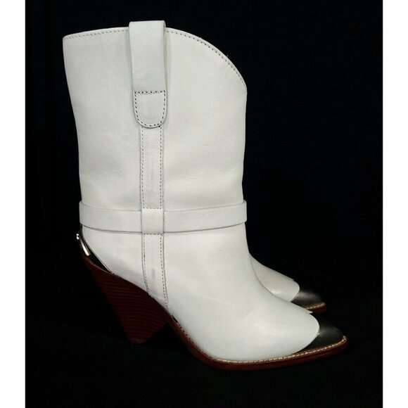 Isabel Marant Lamsy Leather Ankle Cowboy Boots 35 5 Gray New RARE - Picture 6 of 12